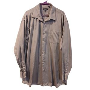 VERSA Sateen Dress Shirt 2XL Tall Long Sleeve Button Down Pocket Gray Career
